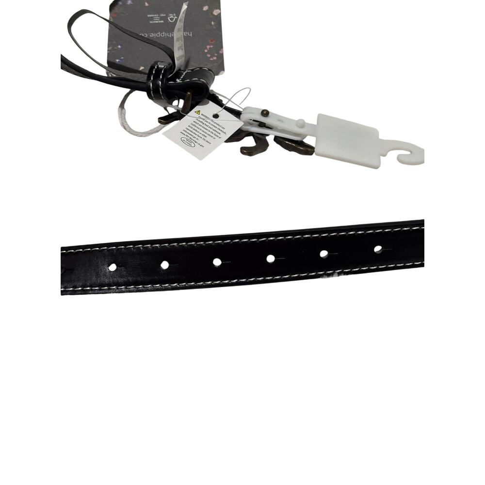 Haute Hippie L black white stick 1” Belt with metal mustang buckle nwt - Picture 6 of 8
